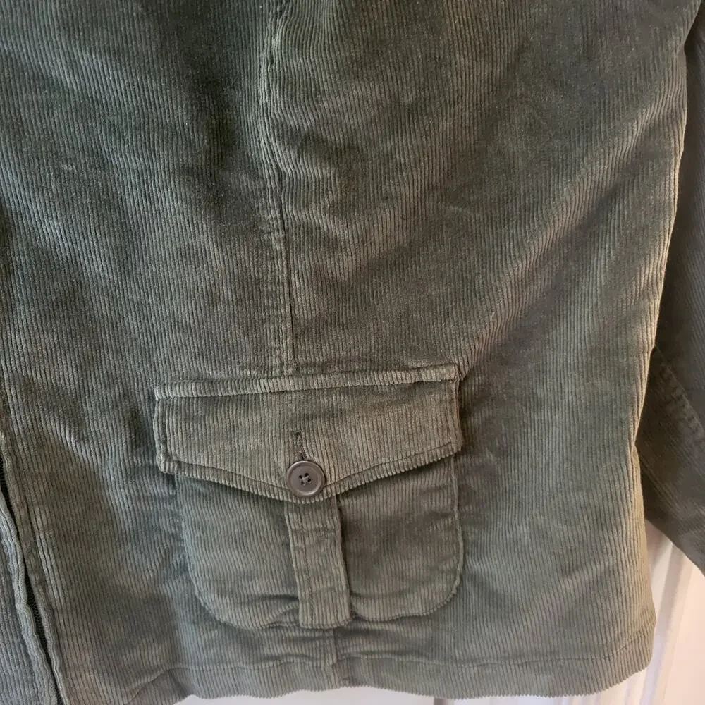 New Fashion Bug Green Corduroy Motorcycle Jacket Sz 30/32 - Picture 12 of 16